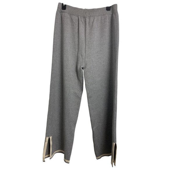 Wide Leg Knit XL Loungewear Casual Cream Gray Pants - Picture 3 of 8